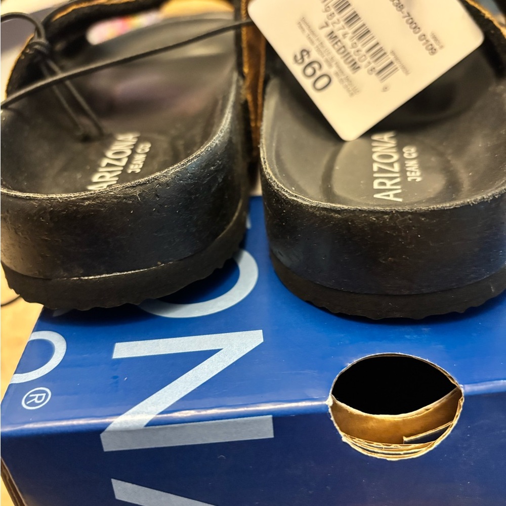NIB Arizona Jean Company Brown Leopard Sandals Slides Summer Animal Print size 7 - Picture 4 of 5